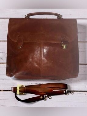 Nordstrom Monsac Travel Messenger Bag Briefcase Crossbody Caramel Leather VTG